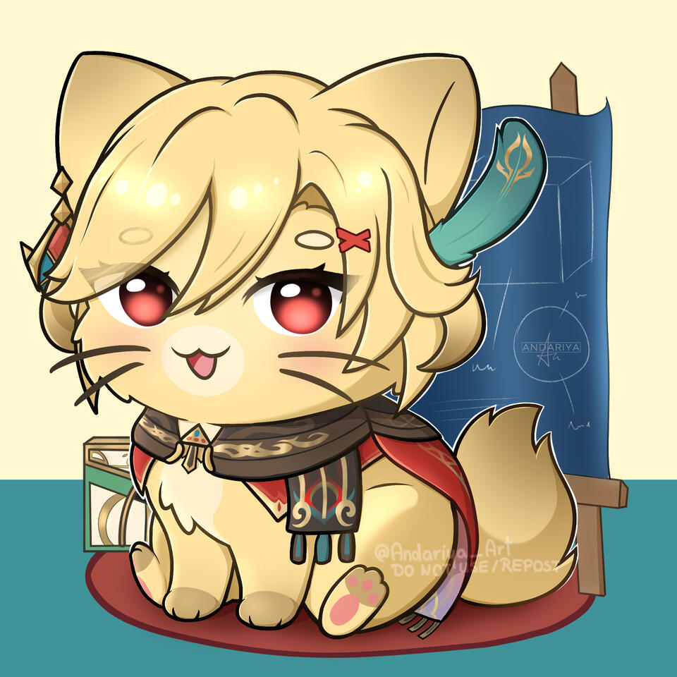 [Fanart] Chibi Cat Kaveh - Genshin Impact